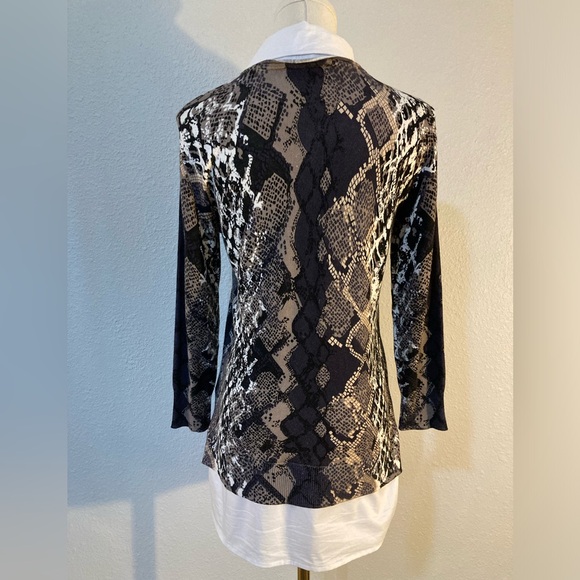 SALE! Joseph Ribkoff Snakeskin Print Layered Look Top size Small - Picture 4 of 11